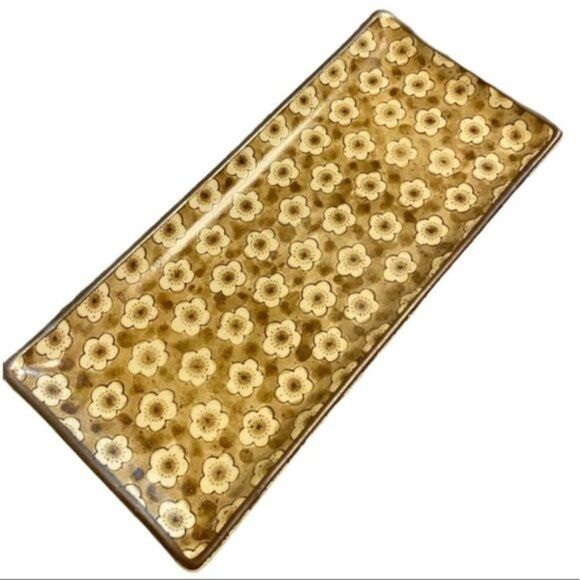 Vintage Sound Collection Sushi Platter Salt Glaze Floral Japan Mid Century - Picture 1 of 2